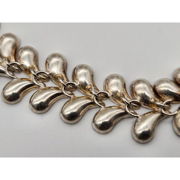 Vintage Sterling Silver KLM Kathy Lynn Mayeda Leaf Design 18” Statement Necklace - Picture 5 of 7